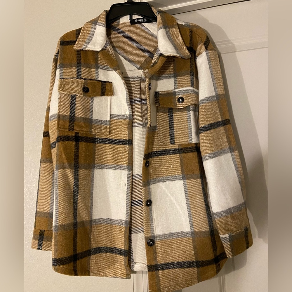 Pink Lily Shacket - Brown/White/Black (NWOT)
